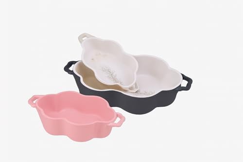 Generic 3-Piece Porcelain Casserole Set, Ovenproof, Red Blue Yellow Colors, 27124