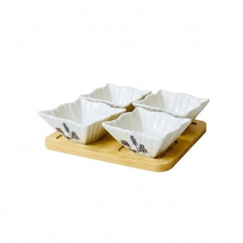 Home Care TT-534 4-Piece Ceramic Snack Set Sleek Kitchen Organization, Pack of 1 - White Ceramic