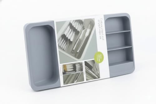 Generic, Cutlery Organizer, Grey Plastic Kitchen Utensil Drawer Divider, 5 Compartment Storage Tray, 46355