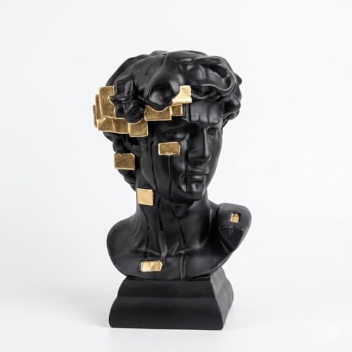 generic,David Bust Sculpture, Black and Gold, Resin, Modern Classical Style, Home Decor Figurine