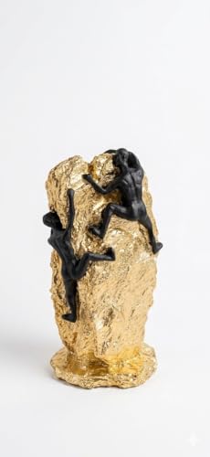 generic, Statuary of climbing figures, gold and black, plaster, modern contemporary design, home decor, 28 x 15 cm