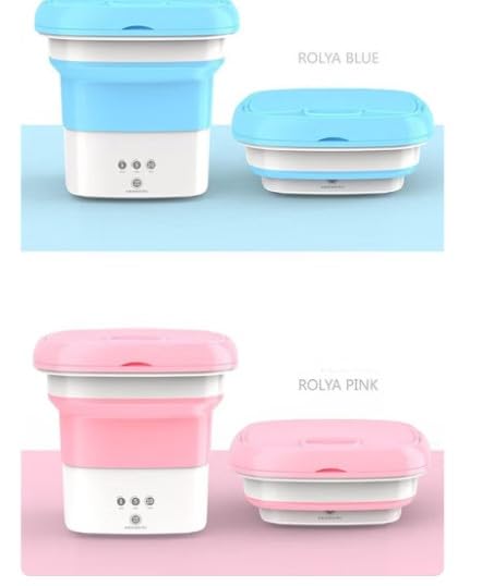 generic,Portable Folding Mini Washing Machine, Blue and Pink, Compact Travel Washer with Simple Controls