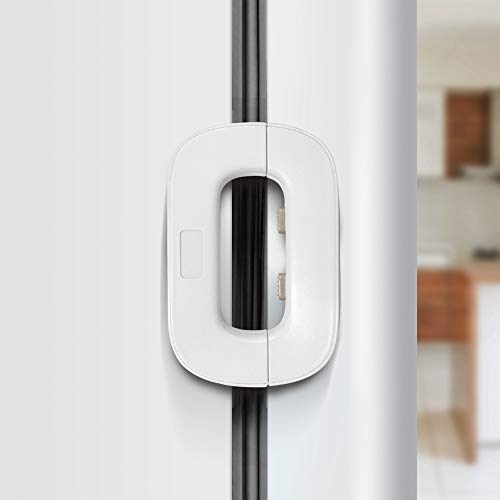 Refrigerator Lock, Upgrade Home Fridge Lock with Two Buttons, Toddler Baby Kids Safety Freezer Door Lock with Strong Adhesive, Refrigerator Locks for Children No Tools Need or Drillâ€¦ (White)