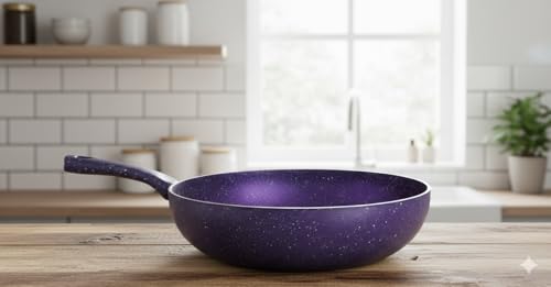 Generic Granite Deep Fryer with Non-Stick Coating, Purple with Speckled Finish, 30cm, 30154