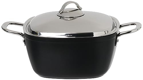 Saflon non-Stick Coating Titanium Set 10 pieces Power Line Square Black Stainless Steel Handle (4 Pots 18 /20/24/28 Cm, Fry Pan 26 Cm, Oven Pan 28Cm)