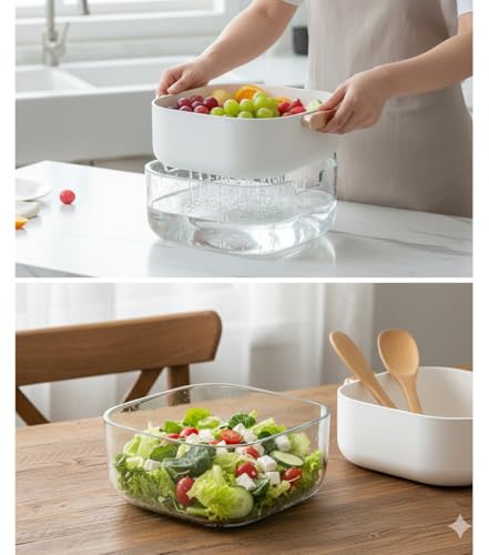 Home Care XX-2496 Acrylic Strainer Reliable Kitchen Utility, Pack of 1 - Clear Acrylic