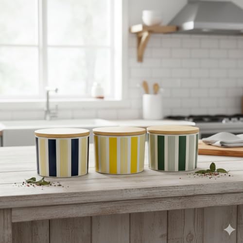 Danny Home Ceramic Spice Set T05-95 3 Pieces, Modern Kitchen Storage