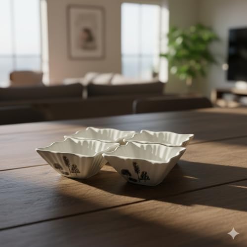Home Care TT-534 4-Piece Ceramic Snack Set Sleek Kitchen Organization, Pack of 1 - White Ceramic