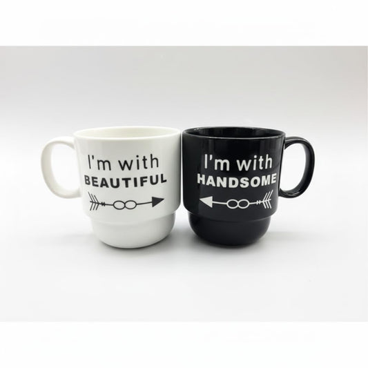 Danny Home Porcelain Mug Set T01-157-3 2 Pieces, Elegant Design