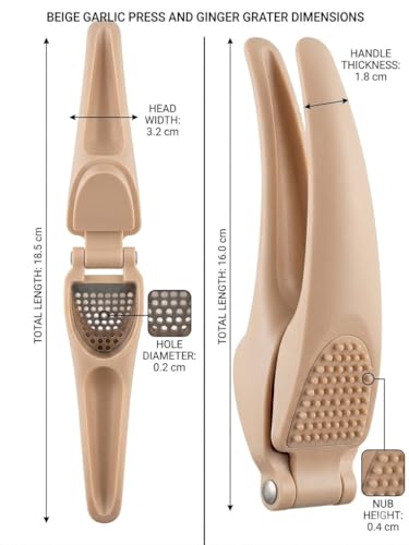 GENERIC, Garlic Press Tool, Beige, Ergonomic Handle with Stainless Steel Pressing Plate