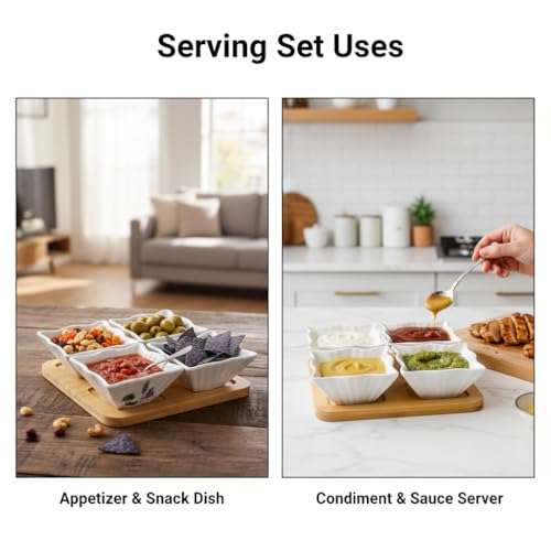 Home Care TT-534 4-Piece Ceramic Snack Set Sleek Kitchen Organization, Pack of 1 - White Ceramic