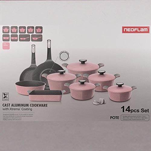 NeoFlam Cooking Set 14 PC Xterma Granite pink