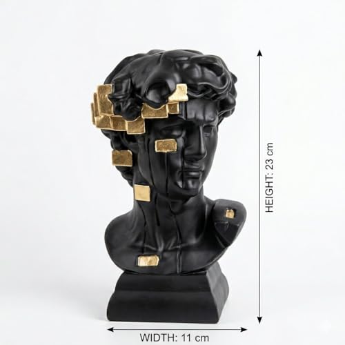 generic,David Bust Sculpture, Black and Gold, Resin, Modern Classical Style, Home Decor Figurine