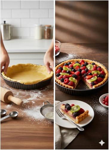 Generic Professional Round Cake Pan, Bronze Nonstick Bakeware with Ribbed Design, 28 cm Diameter, Carbon Steel Baking Tin for Layer Cakes, 30761