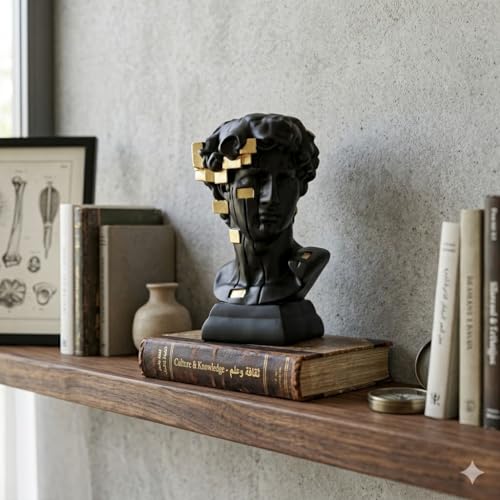 generic,David Bust Sculpture, Black and Gold, Resin, Modern Classical Style, Home Decor Figurine
