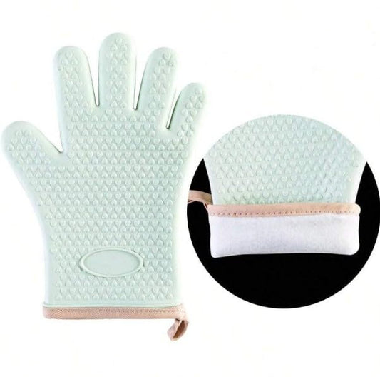 Generic, Silicone Heat Resistant Cooking Gloves with Cotton Lining, Waterproof High Temperature Oven Mitts for Baking, 48367