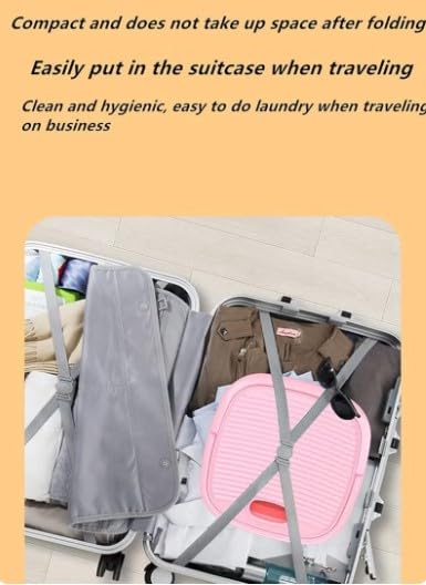 generic,Portable Folding Mini Washing Machine, Blue and Pink, Compact Travel Washer with Simple Controls