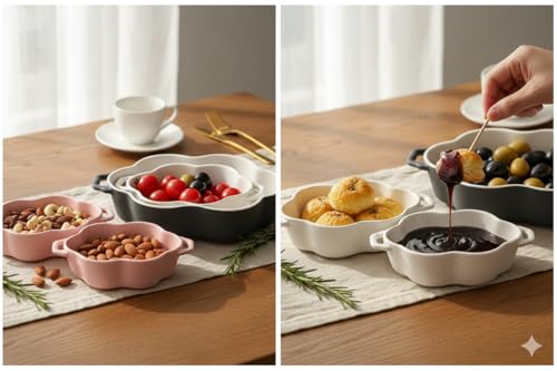Generic 3-Piece Porcelain Casserole Set, Ovenproof, Red Blue Yellow Colors, 27124