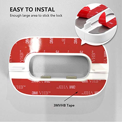 Refrigerator Lock, Upgrade Home Fridge Lock with Two Buttons, Toddler Baby Kids Safety Freezer Door Lock with Strong Adhesive, Refrigerator Locks for Children No Tools Need or Drillâ€¦ (White)